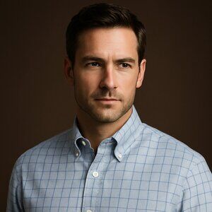 Hart Schaffner Marx Light Blue Windowpane Dress Shirt – Size Large